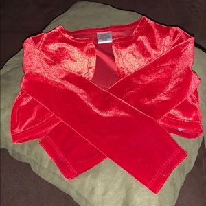4T red velvet long sleeved shrug